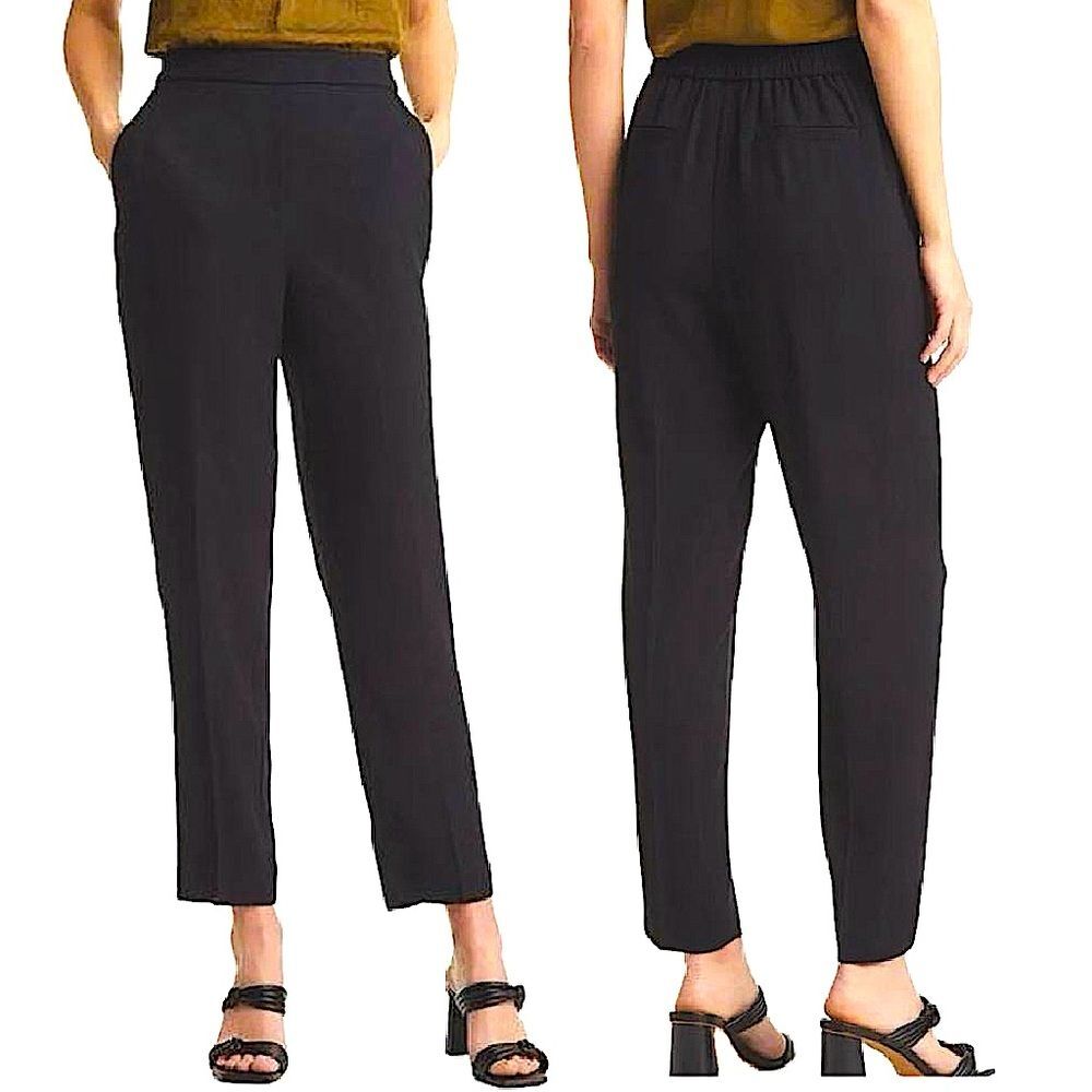 NWT Halogen Black High Waist Straight Leg Pull On Trouser Pants Size 8